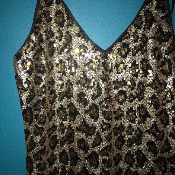 Sequin Leopard Mini Bodycon Dress shimmer Small - Picture 3 of 7